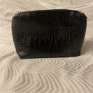 Black Crocodile Embossed Pouch/Makeup Bag